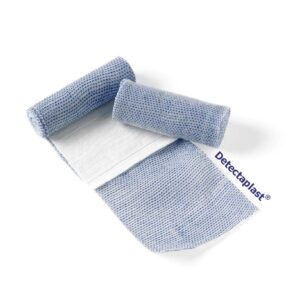 Detectaplast Blauw wondsnelverband met compres, 8 cm x 4 mtr, compres 10 cm, 10 wondsnelverbanden HACCP