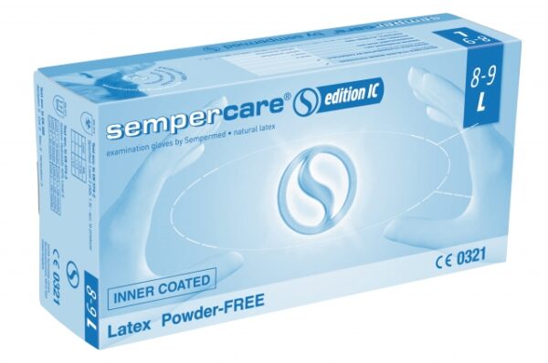 Semperit sempercare edition ic onderzoekshandschoen latex poedervrij 240mm, 100 stuks, maat M,